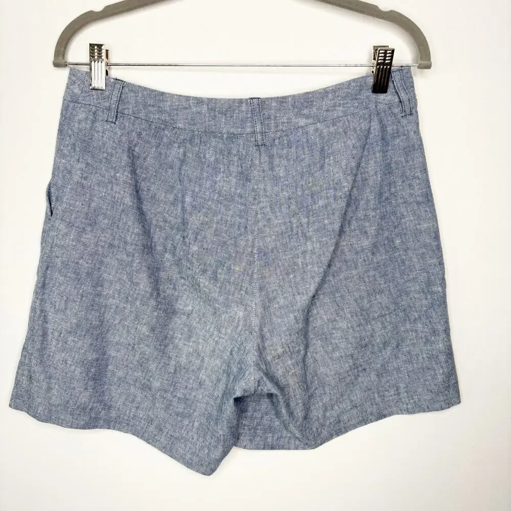 Boden Linen Cotton Blend 6" Classic Blue Short Womens Size 6 Slash Pockets - Picture 6 of 10